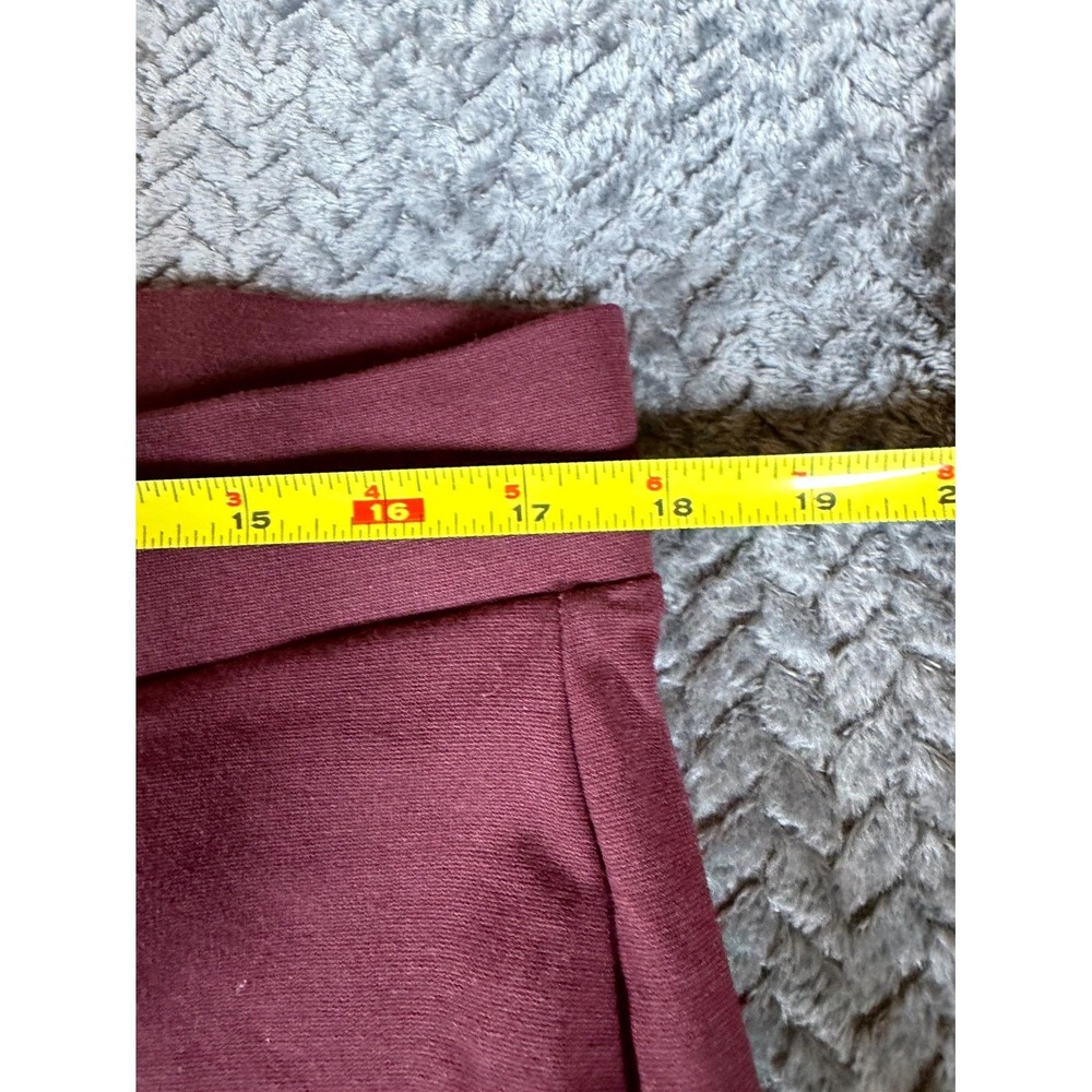 Ashley Stewart Faux Leather Trim Pants Womens 18/20 Burgundy Stretch High Rise - Picture 4 of 9